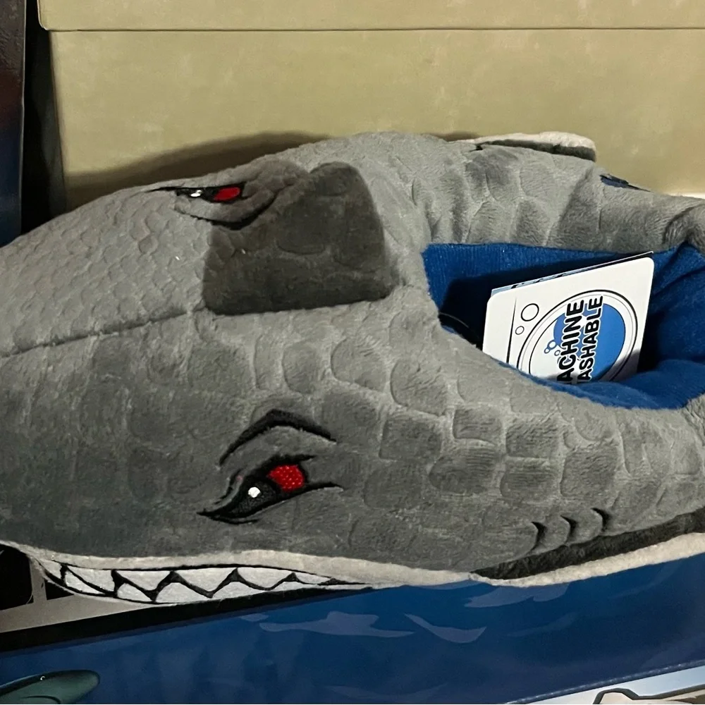 Skechers Kids Shark Slippers - Gray and Blue